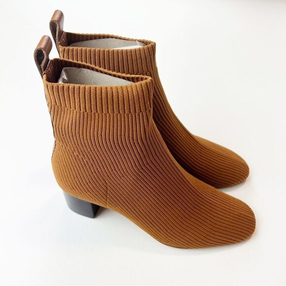 Everlane The Glove Boot Toffee Rib Knit Ankle Sock ReKnit Block Heel Sz 5.5 New - Picture 10 of 17